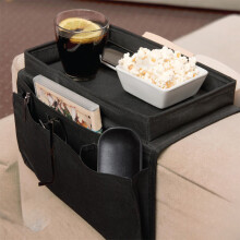 Sofa Armrest Organizer with 5 Pockets – Remote, Phone, Tablet, Notepad & Book Holder – Compatible with Most Couches