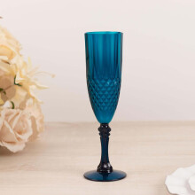 BalsaCircle 6 Navy Blue 8 oz Crystal Disposable Plastic Party Champagne Flutes Wedding Supplies
