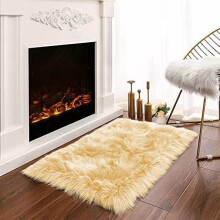 Yellow faux sheepskin rug rectangle 2x3 feet