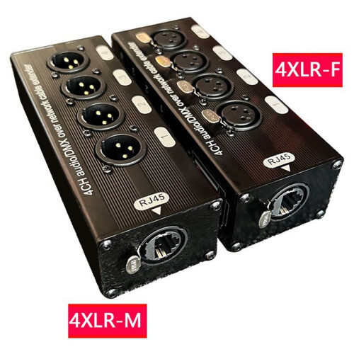 1 Unidade de áUdio XLR de 3 Pinos e 4 Canais e DMX sobre Extensor de Cabo de Rede, Extensor de Sinal de Rede DMX512, Macho 2