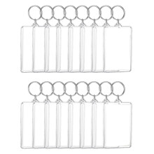 16PCS Acrylic Photo Frames Keychain Holder Photo Insert Blank Keyring For DIY 2.2 x 3 Inch