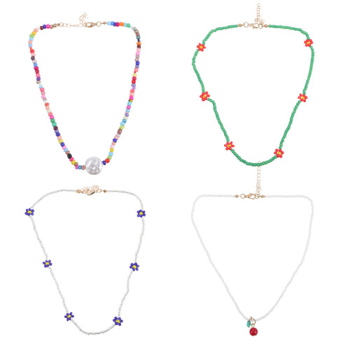 12Pièces Colliers Choker Perles Colorées Plage