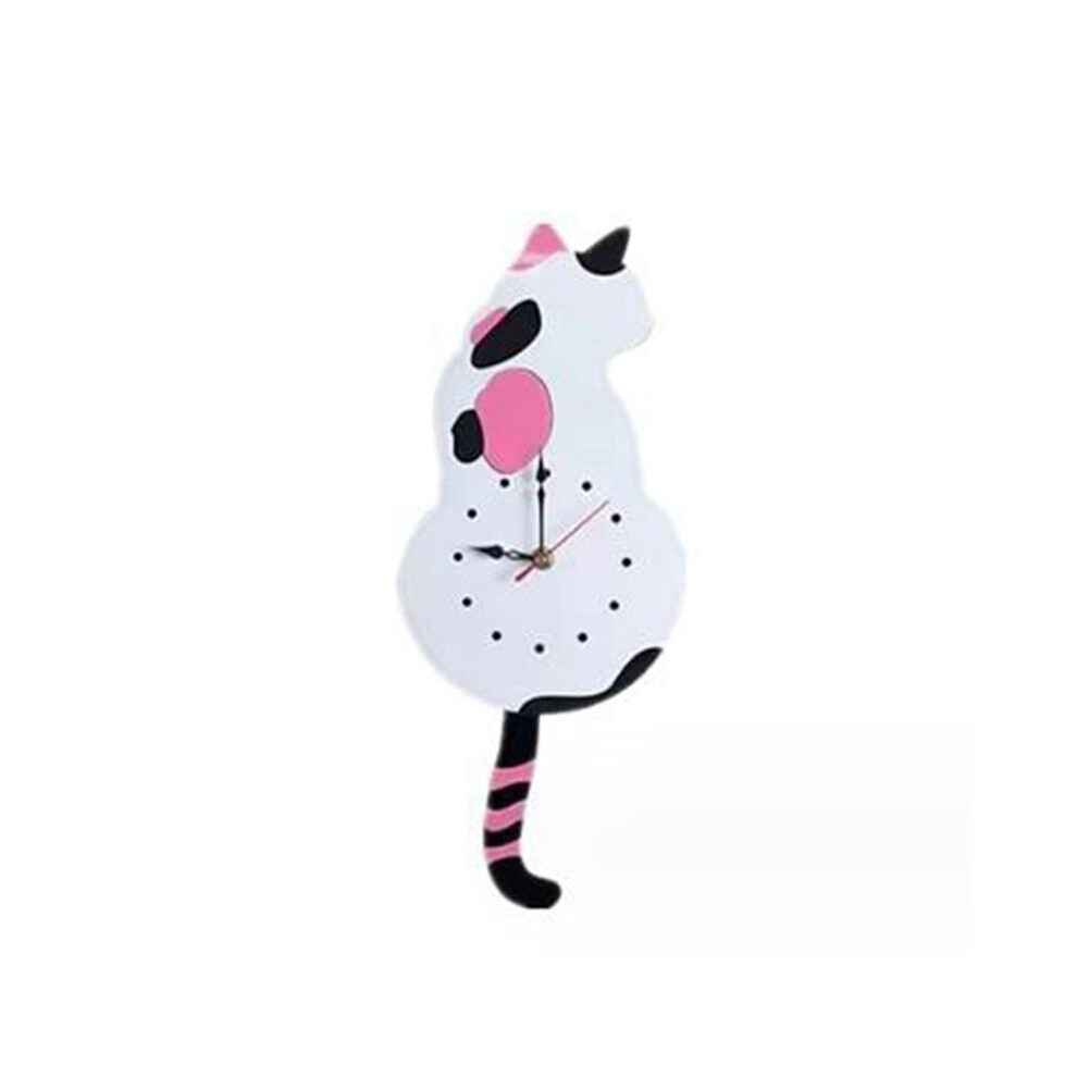 Semoic White-Cat Pendulum Wall Clock,Cat Clock,Cat Clock With Moving Tail,Cat Swinging,Whimsical Funny Wall Clocks