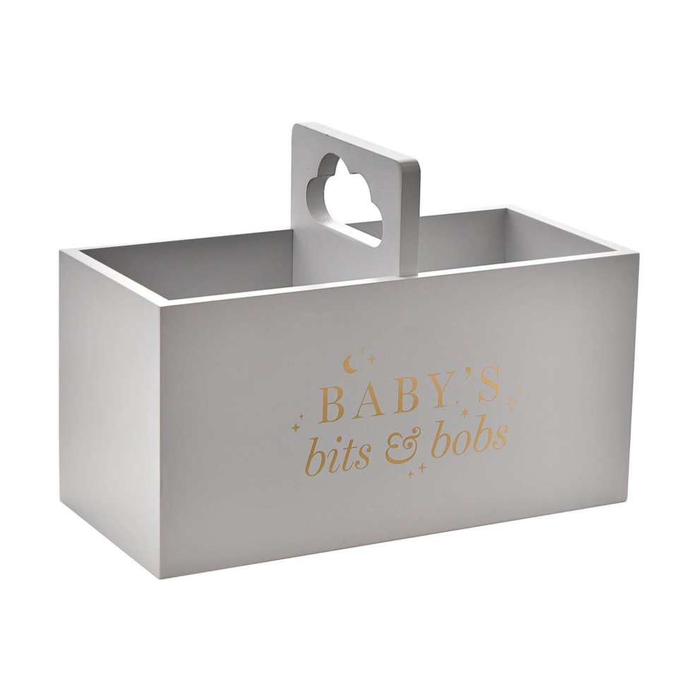 Bambino Grey Wooden Caddy - Baby's Bits & Bobs