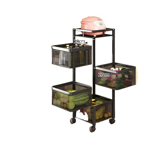 Rotating Storage Rack with Wheels Multi Layer Shelf For Kitchen, Bathroom And Living Room Organization