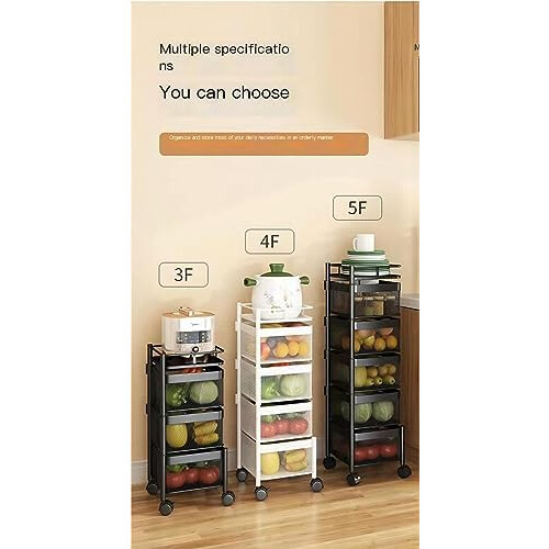 Rotating Storage Rack with Wheels Multi Layer Shelf For Kitchen, Bathroom And Living Room Organization 2