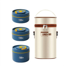 Food Warm Lunch Container,Stainless Steel Thermal Lunch Container Portable Thermal Bento Box Food Container  B
