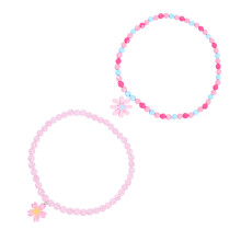 4Pz Collane Perline Acriliche Rosa Con Pendente A Fiore Per