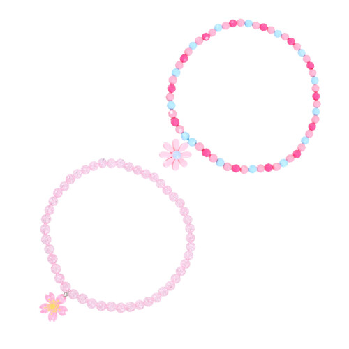 4Pz Collane Perline Acriliche Rosa Con Pendente A Fiore Per