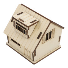 2Szt Drewniany Model Mini Domu Dekoracyjny Khaki Precyzyjnie Wykonany