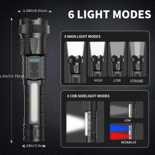 2-Pack Rechargeable LED Flashlight ABS Black 1