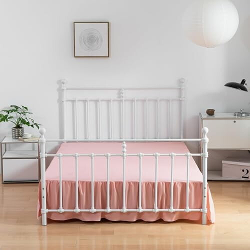 Jupe de lit blanche Queen avec plateforme et volants 2
