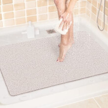 Douchemat/badmat, 24x32 inch, antislip badmat met afvoer, sneldrogende PVC loofah badmat voor bad, douche en badkamer (ftalaatvrij, wit)