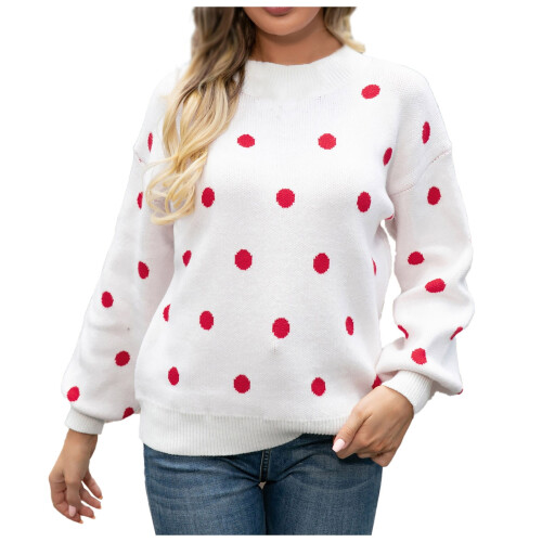 Women's Christmas sweater polka dot long sleeve