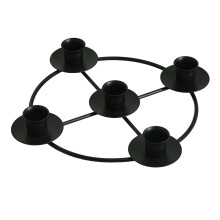 Coroa do Advento em Metal com 5 Castiçais, Decoração de Mesa de Natal, Coroa de Velas do Advento em Ferro Preto para Festas de Natal em Casa