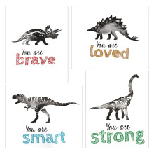 Noutăți4 buc. Decoratiuni murale cu dinozauri pentru camera băieților mici, postere pentru camera bebelușilor, decor motivațional cu dinozauri
