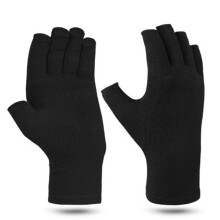 Kompressionshandschuhe mit UV-Schutz, fingerlos, mehrlagig, wärmend, Arthritis-Handschuhe für Herren, Skitauglich, Schwarz, Größe S