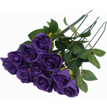 10 rosas negras de seda artificial de 38 cm con tallos largos – Decoración para bodas, fiestas, hogar y Halloween
