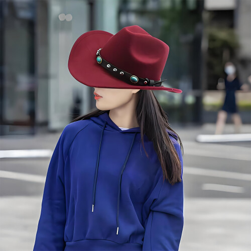 Καουμπόικα καπέλα για γυναίκες, Boho Chic τζαζ καπέλο, ευέλικτο καουμπόικο καπέλο για 2