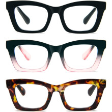 Lunettes de lecture pour femmes, style Oprah, monture carrée surdimensionnée à charnière à ressort, verres anti-lumière bleue