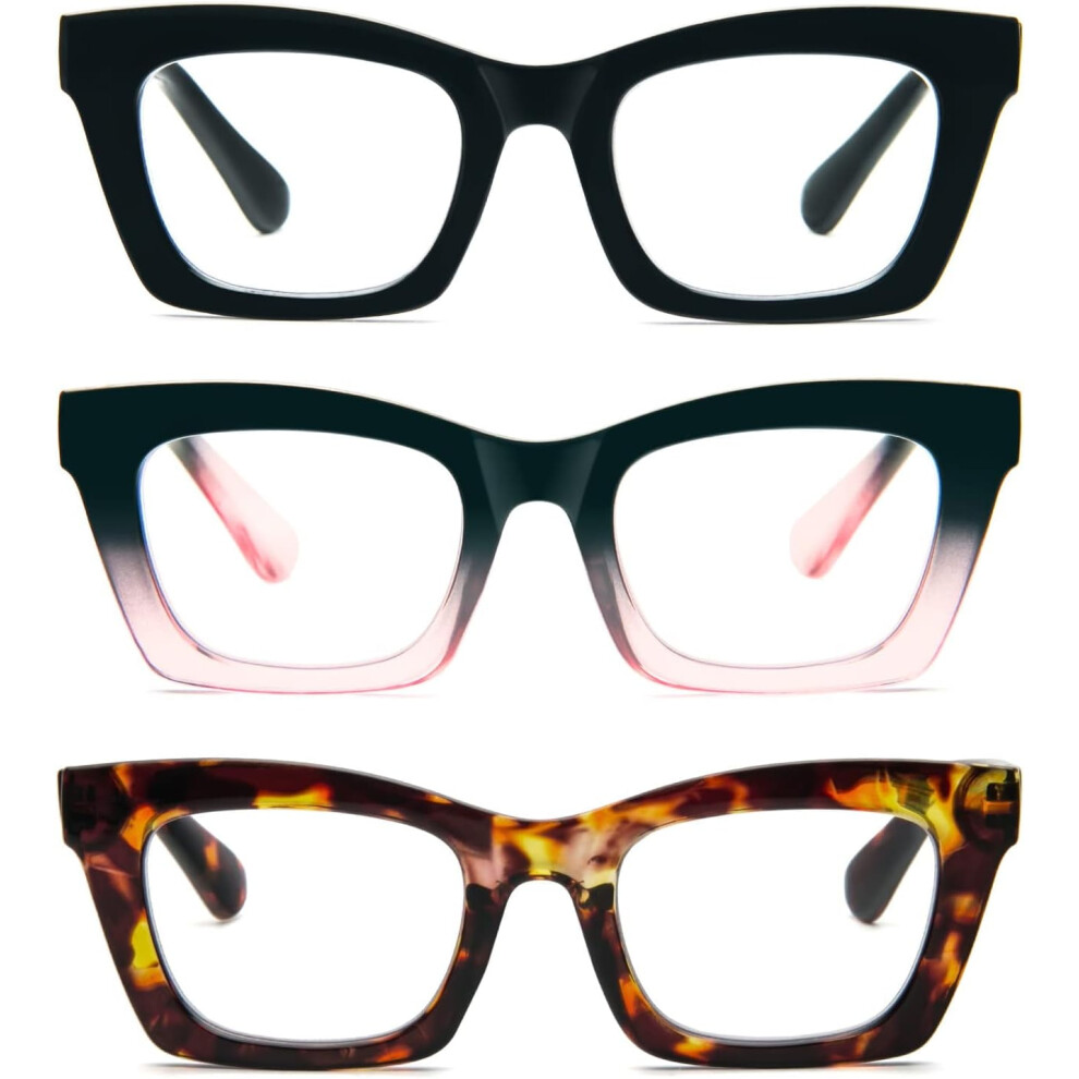 Reading Glasses for Women Oprah Style Oversized Square Spring Hinge Blue Light Blocking Glasses