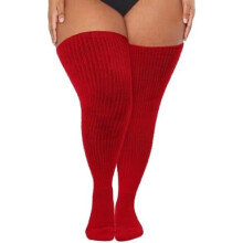 Plus Size Lårhøye Strømper Dame Lårhøye Strømper Myke Overknee Strømper Tykke Leggvarmere Fuzzy Vinter
