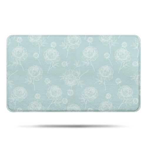 Tapete de banheiro floral antiderrapante em microfibra, 43 x 76 cm (17 x 30 polegadas)