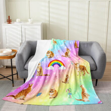 Regenboog kattendeken 40x50 inch, schattige flanellen plaid voor kinderen en huisdieren – Glitterster, ombre, microvezel – Geschikt voor alle