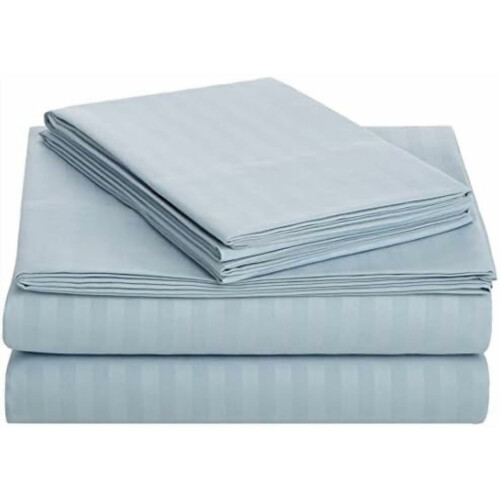 Bløde, åndbare mikrofiberlagner, queen size, 4 dele, spa blå striber 1