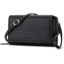Bolsos cruzados para mujer, carteras de muñeca RFID, bolsos de viaje de piel vegana pequeños con bolsillo para teléfono y cremallera.