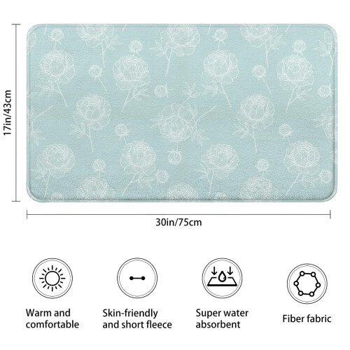 Tapete de banheiro floral antiderrapante em microfibra, 43 x 76 cm (17 x 30 polegadas) 2