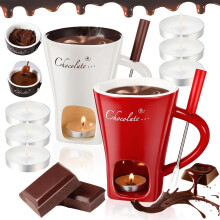 2026 Verbessertes Schokoladenfondue-Becher-Set mit Gabel – Mini-Keramik-Schmelzbecher für Schokolade, Käse und Desserts – Ideales Geschenk für