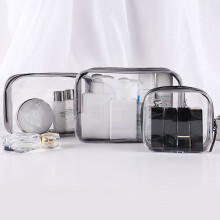 Bolsa de maquiagem portátil Ludlz transparente e à prova d'água – Nécessaire de viagem transparente em PVC para cosméticos e artigos de