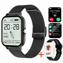 Relógio inteligente com alertas de chamadas, mostrador personalizável e tela grande.