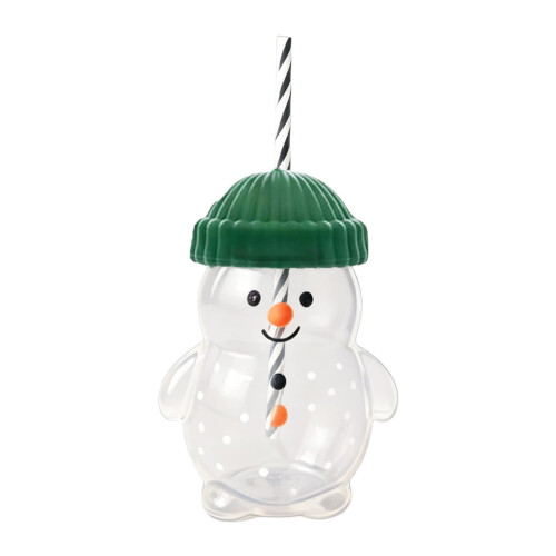 Ποτήρι με καλαμάκι Honey Snow Bear, αδιάβροχο γυάλινο ποτήρι χιονάνθρωπου για παγωμένο 1