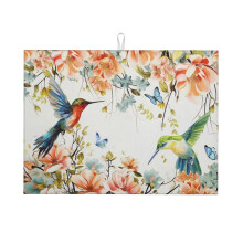 Abtropfmatte mit Kolibri- und Blumenmuster – Aquarell-Schmetterlinge, saugfähige Mikrofaser-Abtropfmatte für Küchenarbeitsplatte/Kaffeebar (45,7