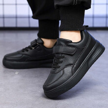 Sportliche Kinderschuhe, einfarbig, Schnürung und Klettverschluss, weiche Sohle, geeignet für Alltag und Laufen, Schwarz, Größe 40
