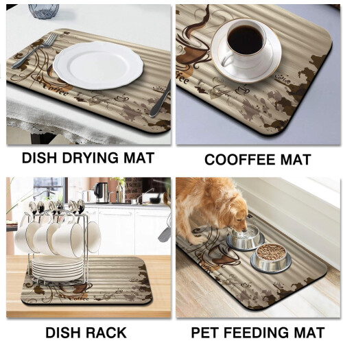 Fun Coffee Mat 23"x15", Απορροφητικό & Αντιολισθητικό Χαλί Μπαρ για Πάγκους, Χωράει Κάτω από 1