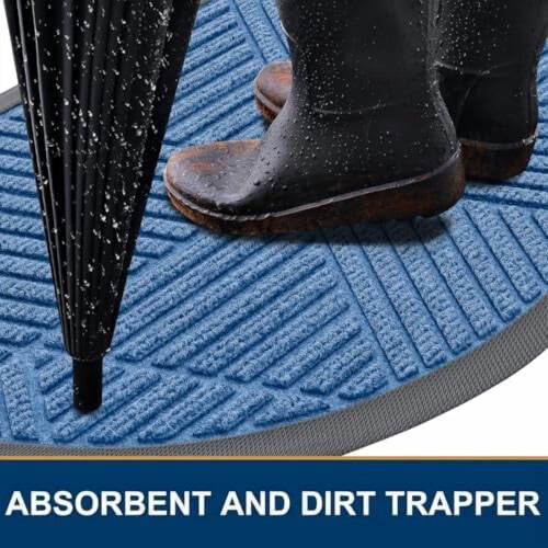 Half Circle Outdoor Doormat, Woven Polyester & Rubber, 1 2