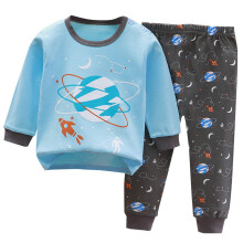 Peuteroutfits voor jongens en meisjes, katoenen top met print, lange mouwen en broek, pyjamaset voor kinderen, maten 3M-7T, blauw