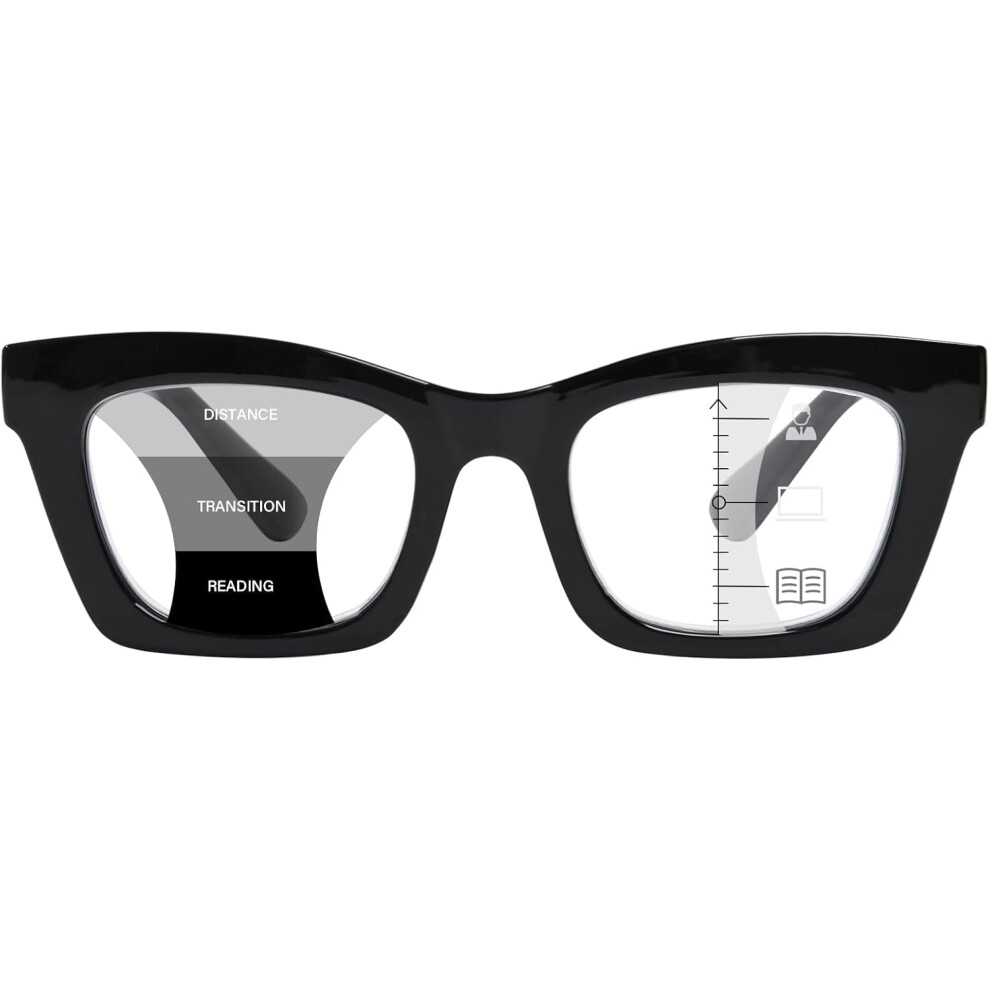 Blue/Light Progressive Reading Glasses For Women Oversized Spring Hinges Progressive Computer Readers Blocking