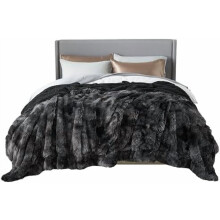 GentleSoft Fluffy Tie-Dye Black Queen Blanket, Thick Sherpa Faux Fur Fleece – Cozy Winter Warmth, 90x90", compatible with queen beds