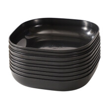 Assiettes plates réutilisables en plastique noir – Compatibles micro-ondes et lave-vaisselle, incassables, légères, empilables, écologiques,