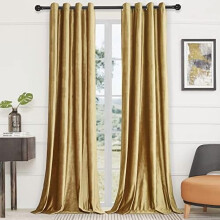 Velvet Gold Curtains 63 inch Grommet Thermal Blackout Set