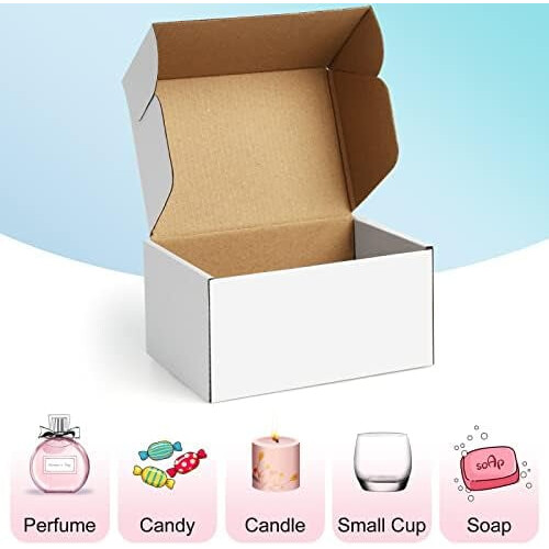 Caixas de envio de papelão ondulado branco, tamanho pequeno (6x4x3 polegadas), pacote com 25 unidades. 1