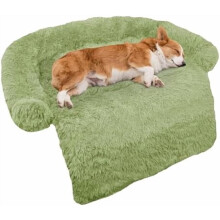 Calming Dog Bed Fluffy Plush Dog Mat for Furniture Protector with Removable Washable Cover for Large Medium Small Dogs and Cats (Medium, Grass Green)