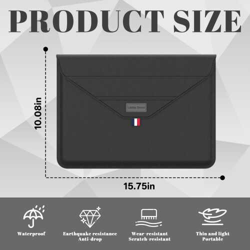 GASTROPOD 15" Laptop Case – PU Foldable Waterproof Sleeve with Microfleece Lining, Compatible with Laptops, Notebook, Tablet, Ultrabook 1