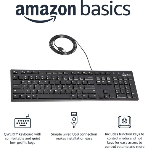 Tastiera QWERTY cablata di dimensioni standard, nera 1