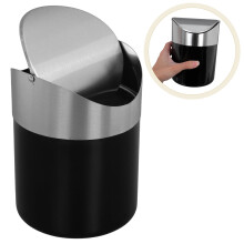 Mini Trash Can with Lid – Slim Countertop & Under-Desk Waste Bin for Office, Bedroom, Bathroom – Black