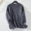 Women's Gray Ribbed-Cuff Round-Neck Sweater M 4
